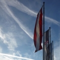Flags outside a shopping centre