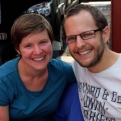 Photo of us taken by a lovely lady we met at a BBQ. We like it.