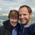 White cliffs selfie (with Kiri doing an impression of a killer whale!)