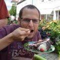 Steve, devouring a slice of Black Forest Gateau