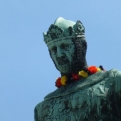 A patriotic statue the day after Germany's footballing victory