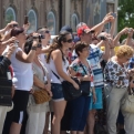 Tourists enjoying the spectacle
