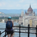 Kiri filming the cityscape from Gellért Hill