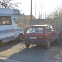 Probably the last chance we'll get to see Bertha parked next to a Yugo