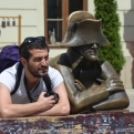 A series of bronze statues appear to be Bratislava's main tourist attractions