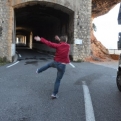 Kiri doing her 'excited dance' in the middle of the road