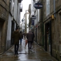 A soggy street in Santiago de Compostela after a heavy shower