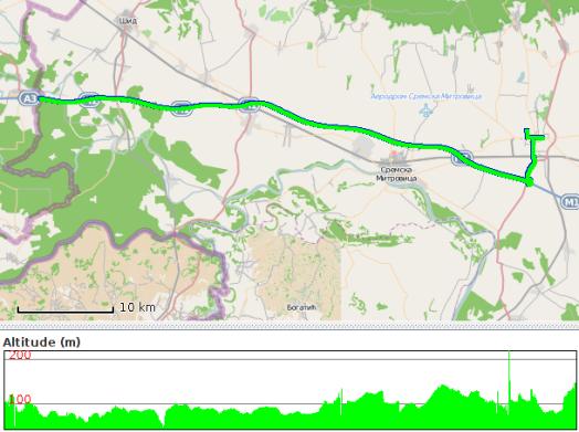Route travelled on 18 November 2013