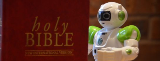 Robot reading the bible